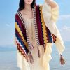 Chal Tibetano con Rayas Onduladas y Borlas Tibetan Wavy Striped Tassel Shawl