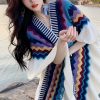 Chal Tibetano con Rayas Onduladas y Borlas Tibetan Wavy Striped Tassel Shawl