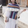 Chal Tibetano con Rayas Onduladas y Borlas Tibetan Wavy Striped Tassel Shawl