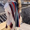 Chal Tibetano con Rayas Onduladas y Borlas Tibetan Wavy Striped Tassel Shawl