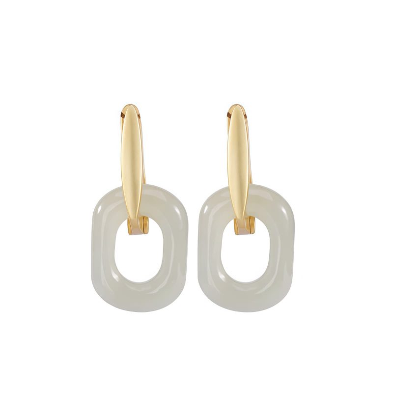 Tibetan White Jade Blessing Earrings Tibetan White Jade Blessing Earrings