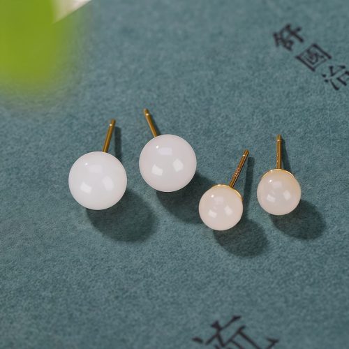 925シルバー チベット白玉(ホワイトジェイド) 守護スタッドピアス 925シルバー チベット白玉(ホワイトジェイド) 守護スタッドピアス