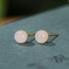 925 Silver Tibetan White Jade Blessing Stud Earrings 925 Silver Tibetan White Jade Blessing Stud Earrings