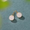925 Silver Tibetan White Jade Blessing Stud Earrings 925 Silver Tibetan White Jade Blessing Stud Earrings