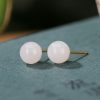 925 Silver Tibetan White Jade Blessing Stud Earrings 925 Silver Tibetan White Jade Blessing Stud Earrings