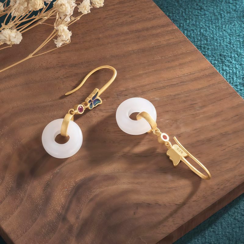 White Jade Butterfly Fortune Earrings White Jade Butterfly Fortune Earrings