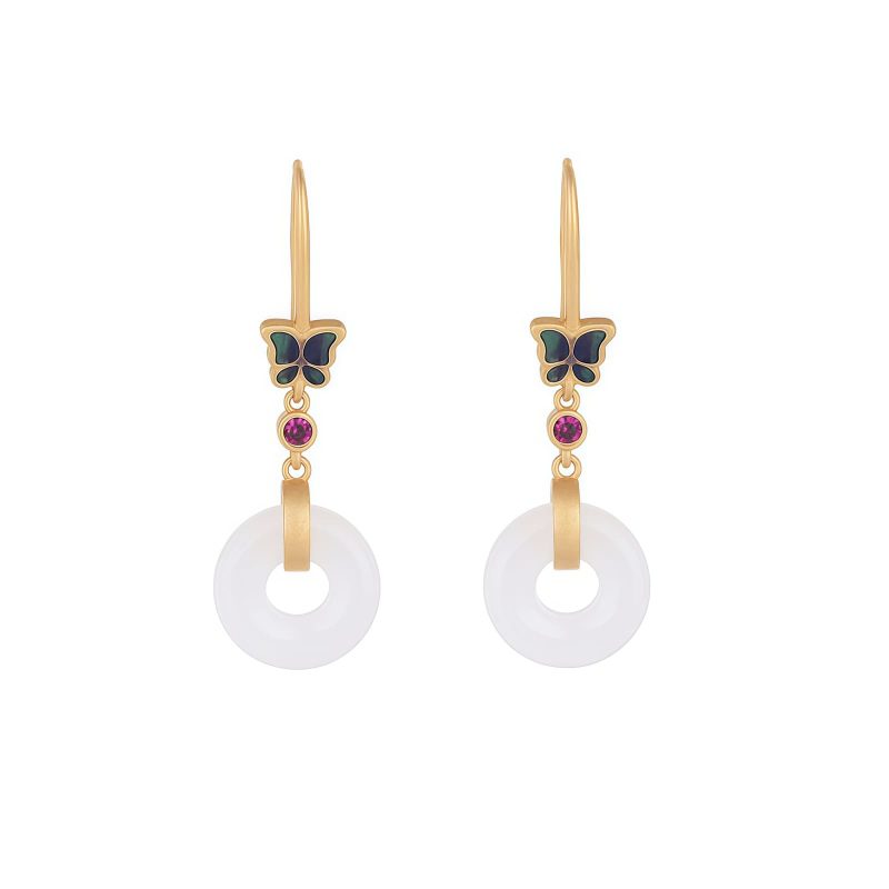 White Jade Butterfly Fortune Earrings White Jade Butterfly Fortune Earrings