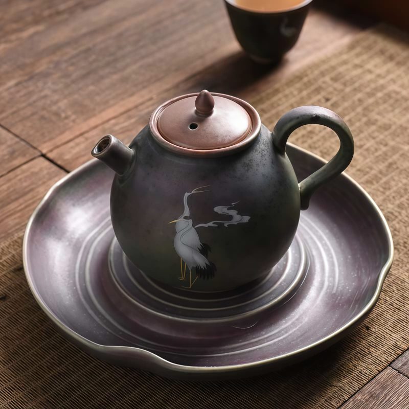 Chinese Ceramic Kung Fu Teapot - White Crane Design Chinese Ceramic Kung Fu Teapot - White Crane Design
