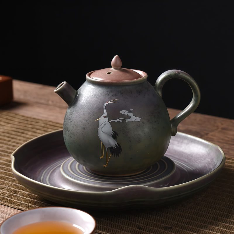 Chinese Ceramic Kung Fu Teapot - White Crane Design Chinese Ceramic Kung Fu Teapot - White Crane Design