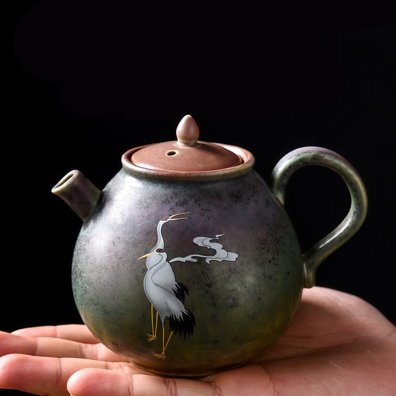 Chinese Ceramic Kung Fu Teapot - White Crane Design Chinese Ceramic Kung Fu Teapot - White Crane Design