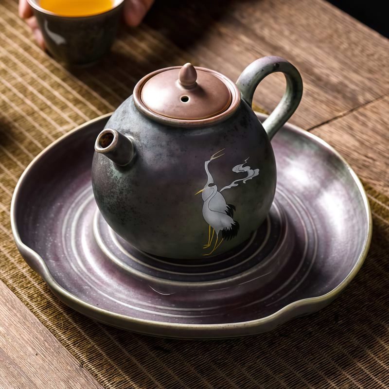 Chinese Ceramic Kung Fu Teapot - White Crane Design Chinese Ceramic Kung Fu Teapot - White Crane Design