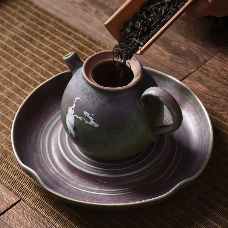 Chinese Ceramic Kung Fu Teapot - White Crane Design Chinese Ceramic Kung Fu Teapot - White Crane Design