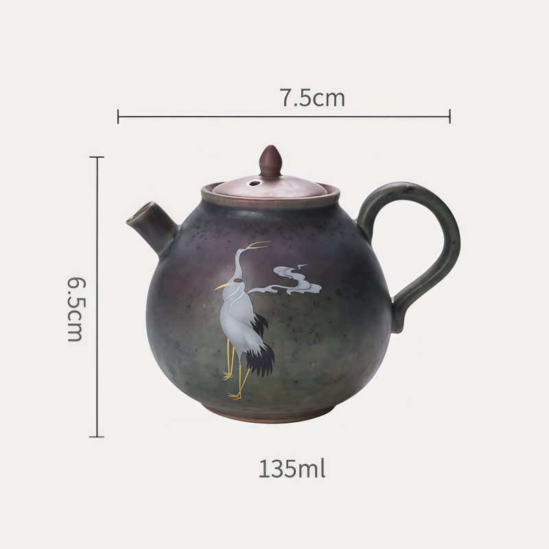 Chinese Ceramic Kung Fu Teapot - White Crane Design Chinese Ceramic Kung Fu Teapot - White Crane Design