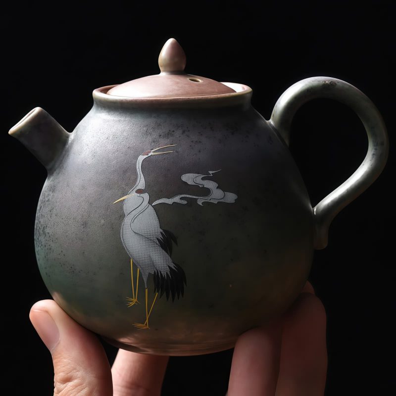 Chinese Ceramic Kung Fu Teapot - White Crane Design Chinese Ceramic Kung Fu Teapot - White Crane Design
