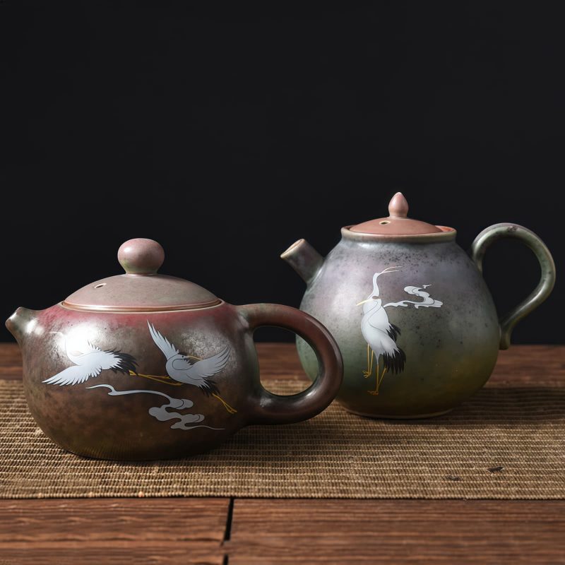 Chinese Ceramic Kung Fu Teapot - White Crane Design Chinese Ceramic Kung Fu Teapot - White Crane Design