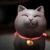 Purple Clay Cat Figurine Desk Decoration Purple Clay Cat Figurine Desk Decoration