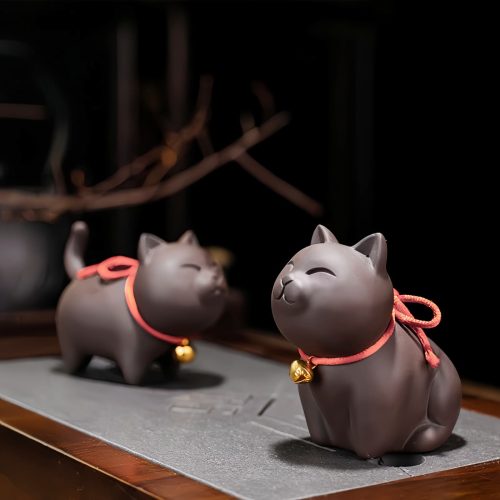 Katzenfigur aus Zisha-Ton – Dekoration für den Schreibtisch Katzenfigur aus Zisha-Ton – Dekoration für den Schreibtisch