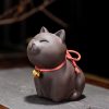 Purple Clay Cat Figurine Desk Decoration Purple Clay Cat Figurine Desk Decoration