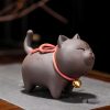 Purple Clay Cat Figurine Desk Decoration Purple Clay Cat Figurine Desk Decoration