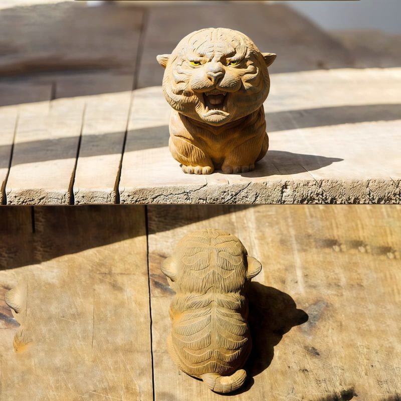 Rust Iron Mini Roaring Tiger Statue Rust Iron Mini Roaring Tiger Statue