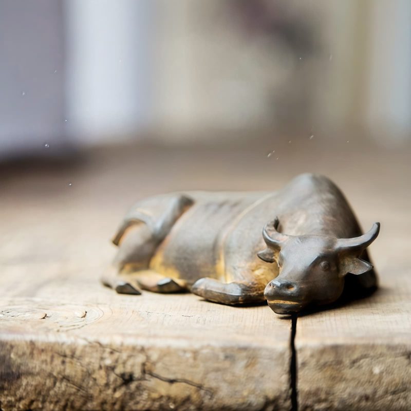Rustic Iron Powder Buffalo Bull Statue Rustic Iron Powder Buffalo Bull Statue