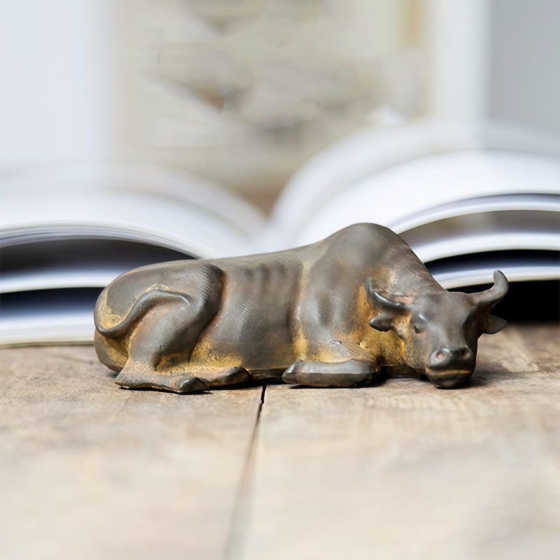 Rustic Iron Powder Buffalo Bull Statue Rustic Iron Powder Buffalo Bull Statue