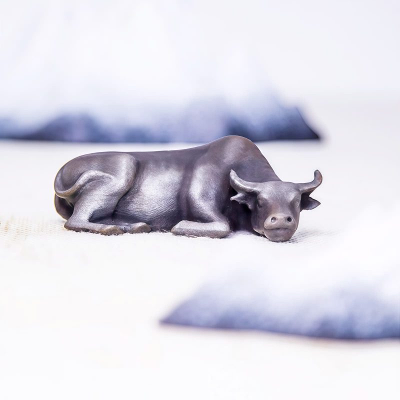 Rustic Iron Powder Buffalo Bull Statue Rustic Iron Powder Buffalo Bull Statue