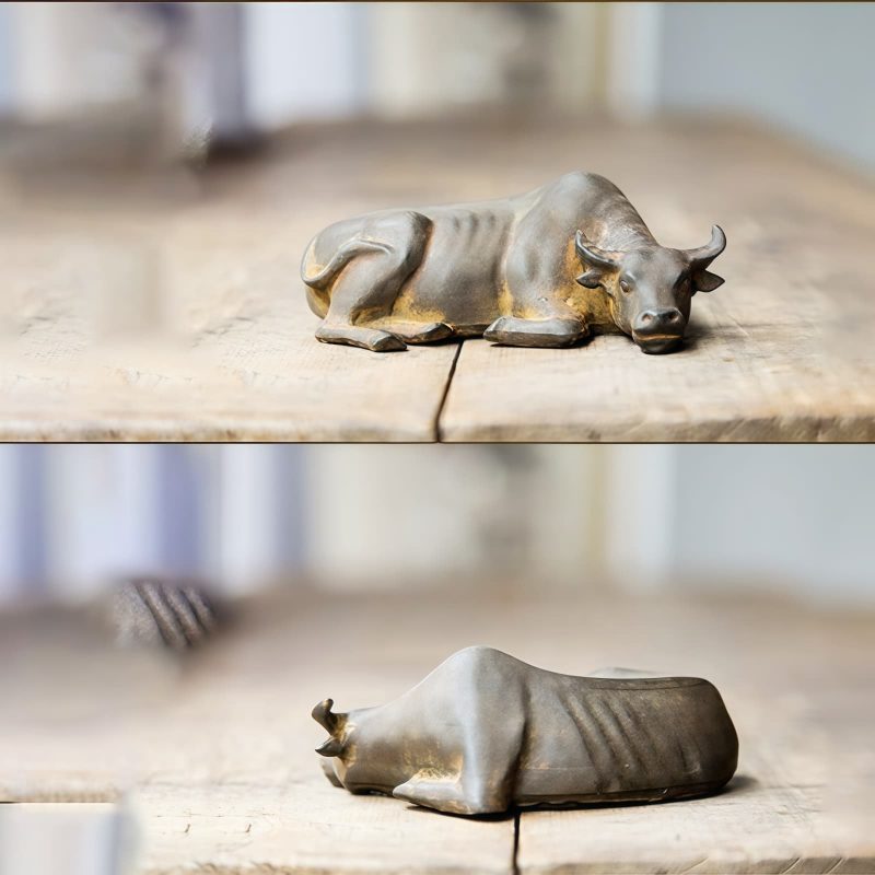 Rustic Iron Powder Buffalo Bull Statue Rustic Iron Powder Buffalo Bull Statue