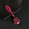 Chinese Cinnabar Laughing Buddha Pendant Necklace