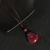 Chinese Cinnabar Laughing Buddha Pendant Necklace