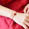 Natural Cinnabar Four Leaf Clover Bracelet Natural Cinnabar Four Leaf Clover Bracelet
