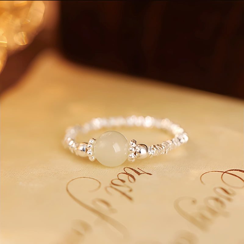 Natural Hetian Jade Adjustable Elastic Ring Natural Hetian Jade Adjustable Elastic Ring