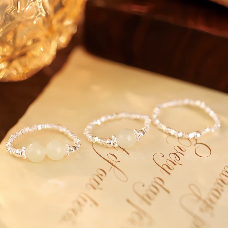 Natural Hetian Jade Adjustable Elastic Ring Natural Hetian Jade Adjustable Elastic Ring