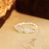 Natural Hetian Jade Adjustable Elastic Ring Natural Hetian Jade Adjustable Elastic Ring