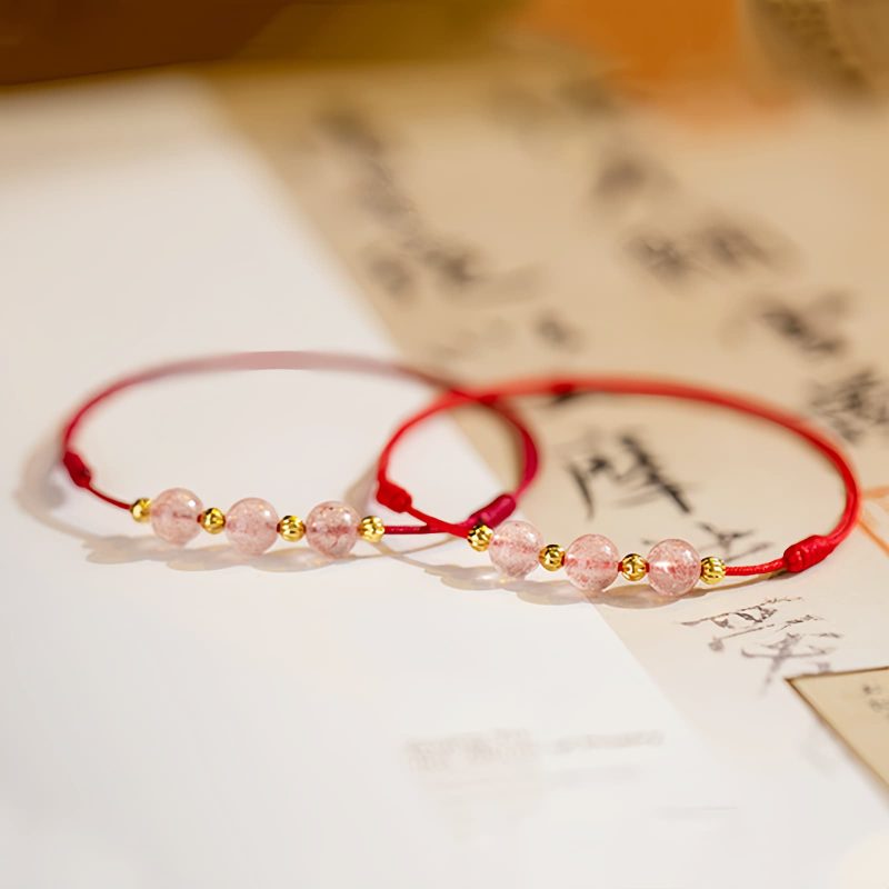 Strawberry Quartz Cultural Luck Anklet Strawberry Quartz Cultural Luck Anklet