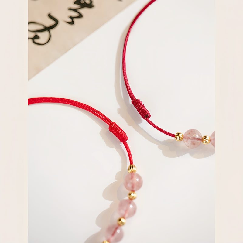 Strawberry Quartz Cultural Luck Anklet Strawberry Quartz Cultural Luck Anklet