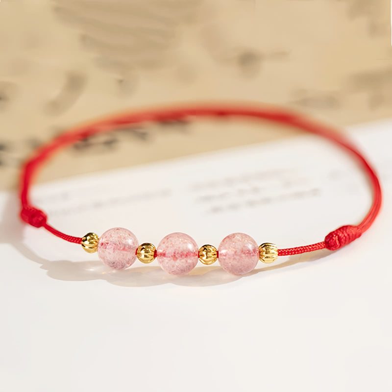 Strawberry Quartz Cultural Luck Anklet Strawberry Quartz Cultural Luck Anklet