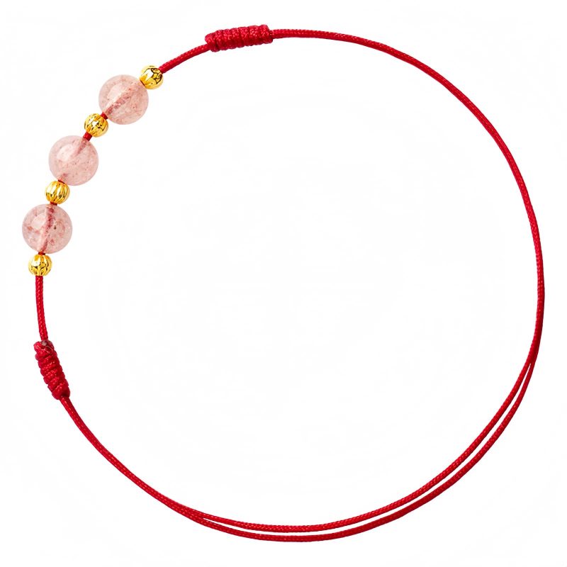 Strawberry Quartz Cultural Luck Anklet Strawberry Quartz Cultural Luck Anklet