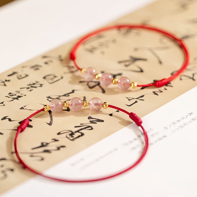 Strawberry Quartz Cultural Luck Anklet Strawberry Quartz Cultural Luck Anklet