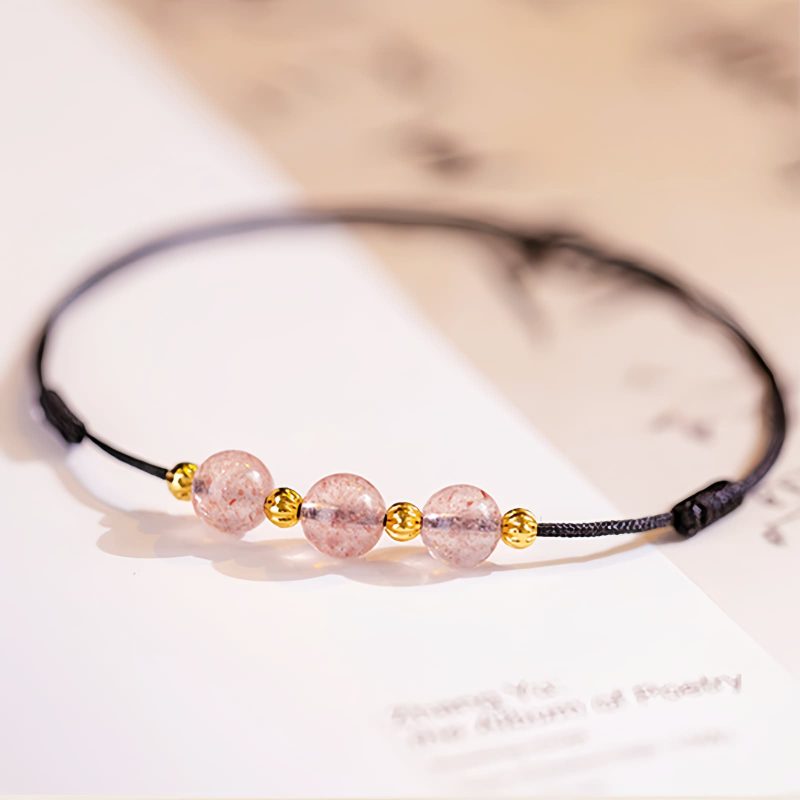 Strawberry Quartz Cultural Luck Anklet Strawberry Quartz Cultural Luck Anklet