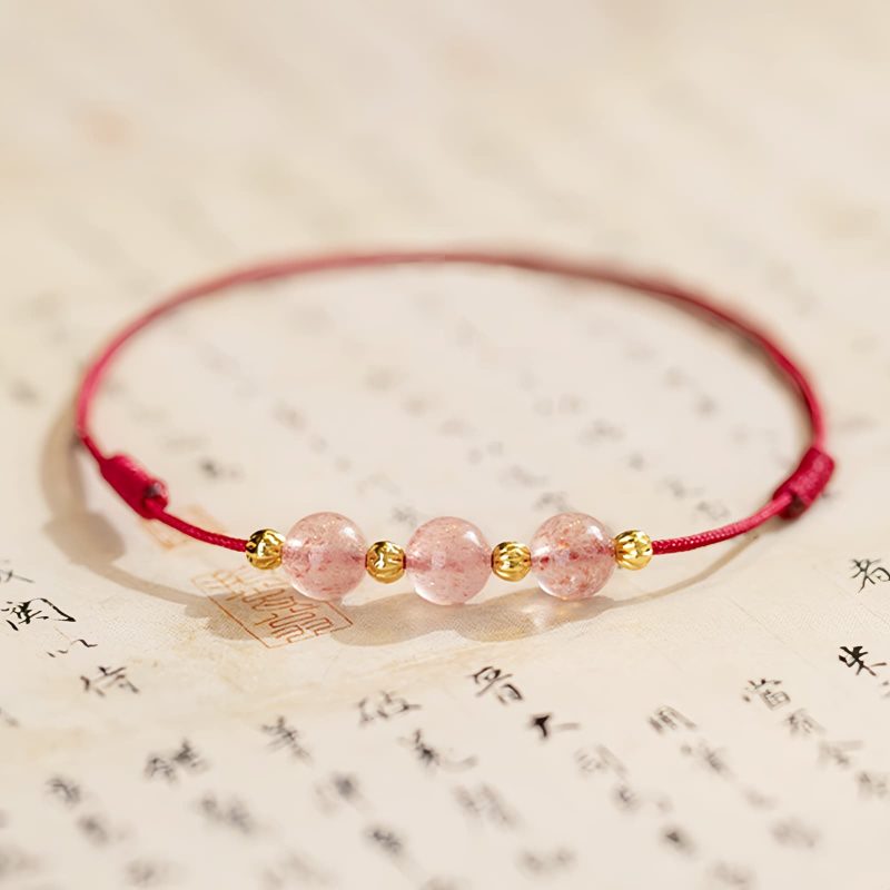 Strawberry Quartz Cultural Luck Anklet Strawberry Quartz Cultural Luck Anklet