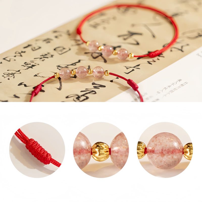 Strawberry Quartz Cultural Luck Anklet Strawberry Quartz Cultural Luck Anklet