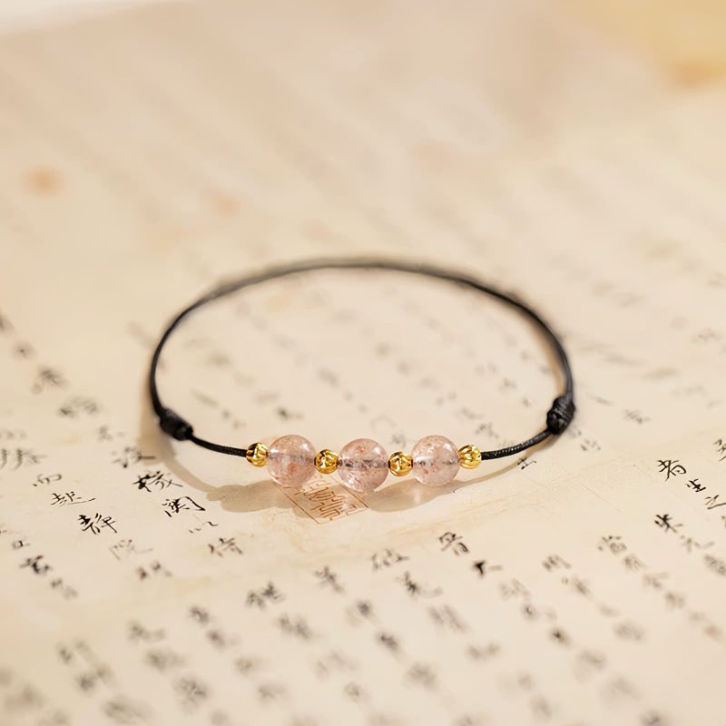 Strawberry Quartz Cultural Luck Anklet Strawberry Quartz Cultural Luck Anklet