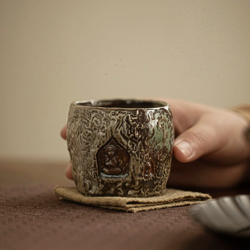 Vintage Dunhuang Buddha Engraved Teacup Vintage Dunhuang Buddha Engraved Teacup