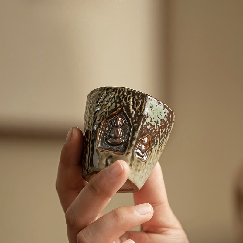 Vintage Dunhuang Buddha Engraved Teacup Vintage Dunhuang Buddha Engraved Teacup