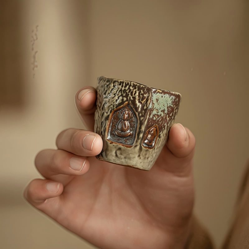 Vintage Dunhuang Buddha Engraved Teacup Vintage Dunhuang Buddha Engraved Teacup