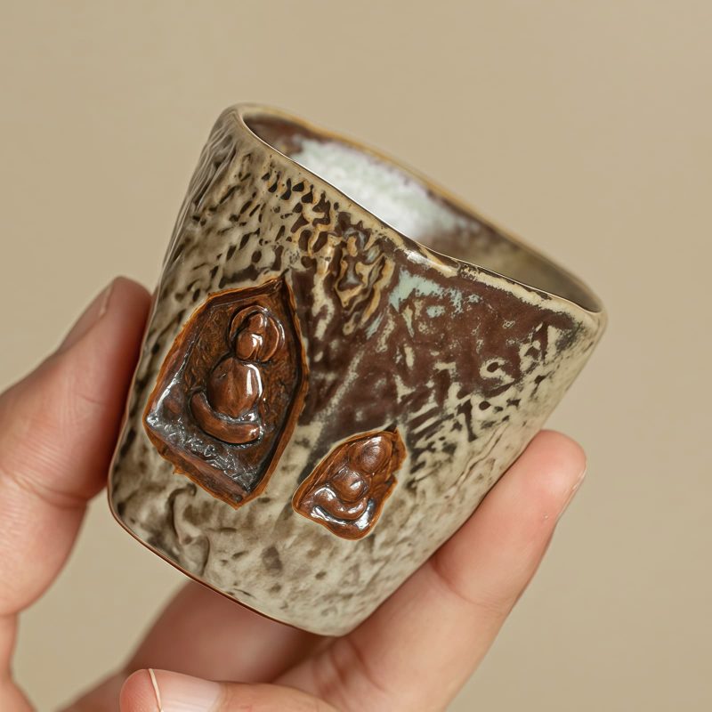 Vintage Dunhuang Buddha Engraved Teacup Vintage Dunhuang Buddha Engraved Teacup