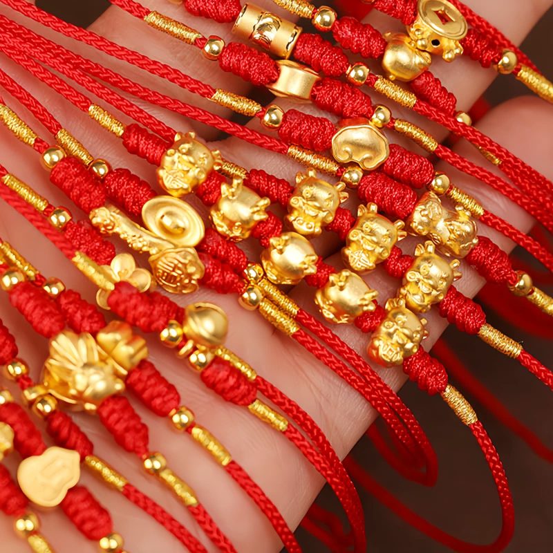 999 Solid Gold Tibetan Belly Chain with Red String 999 Solid Gold Tibetan Belly Chain with Red String