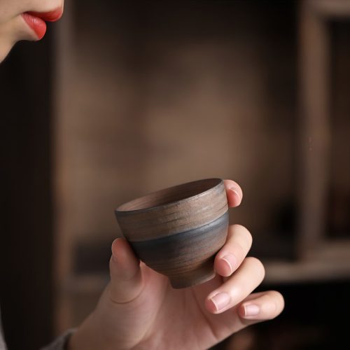 陶製 鎬（しのぎ）模様 功夫茶杯