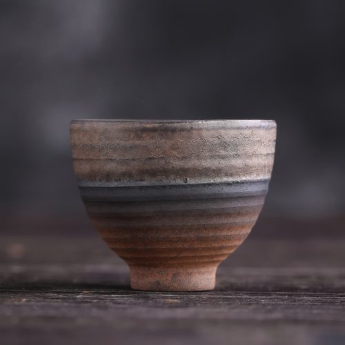 陶製 鎬（しのぎ）模様 功夫茶杯